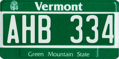 VT license plate AHB334
