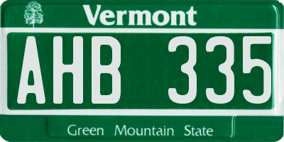 VT license plate AHB335