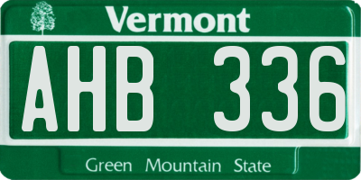 VT license plate AHB336