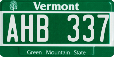 VT license plate AHB337