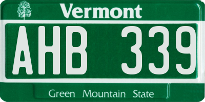 VT license plate AHB339