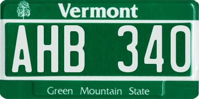 VT license plate AHB340