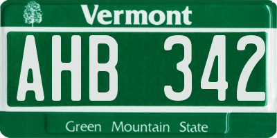 VT license plate AHB342