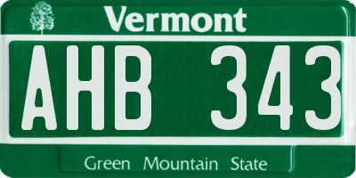 VT license plate AHB343