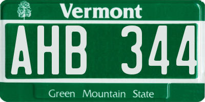 VT license plate AHB344