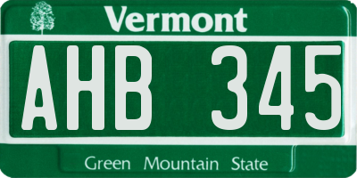 VT license plate AHB345