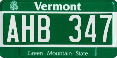 VT license plate AHB347