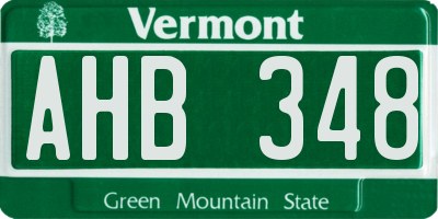 VT license plate AHB348