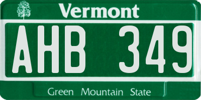 VT license plate AHB349