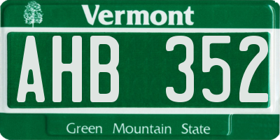 VT license plate AHB352