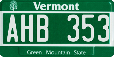 VT license plate AHB353