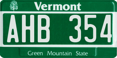 VT license plate AHB354