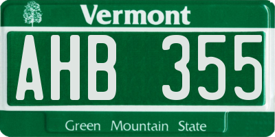 VT license plate AHB355