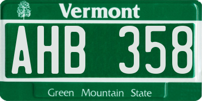 VT license plate AHB358