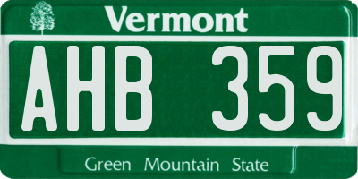 VT license plate AHB359