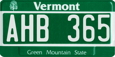 VT license plate AHB365