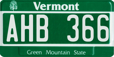 VT license plate AHB366