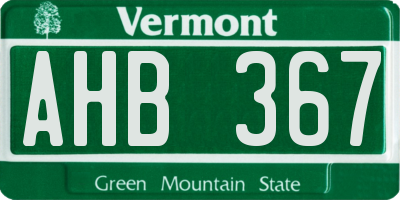 VT license plate AHB367