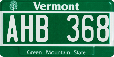 VT license plate AHB368