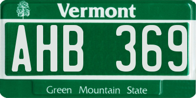 VT license plate AHB369