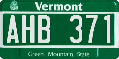 VT license plate AHB371