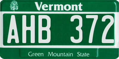 VT license plate AHB372