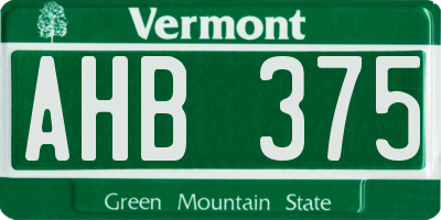VT license plate AHB375