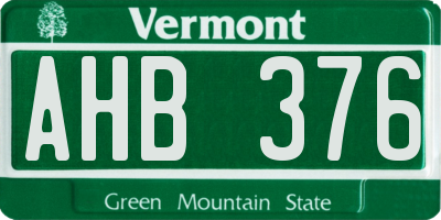 VT license plate AHB376