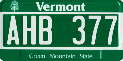 VT license plate AHB377