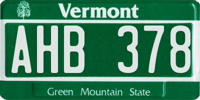 VT license plate AHB378