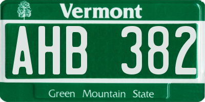 VT license plate AHB382