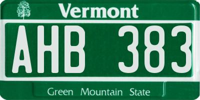 VT license plate AHB383