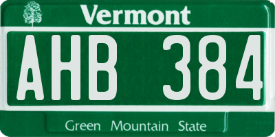 VT license plate AHB384