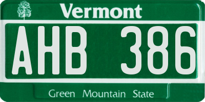 VT license plate AHB386
