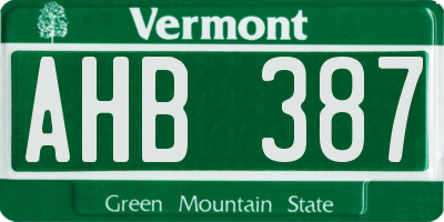 VT license plate AHB387