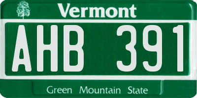 VT license plate AHB391