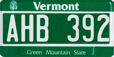 VT license plate AHB392