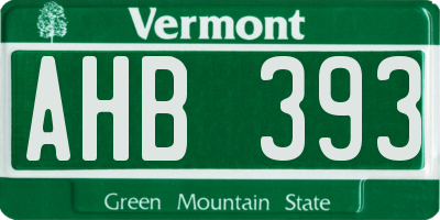 VT license plate AHB393