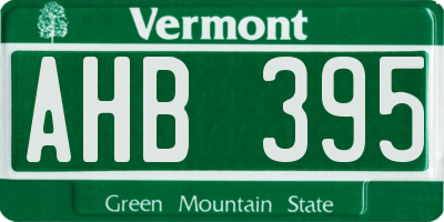 VT license plate AHB395