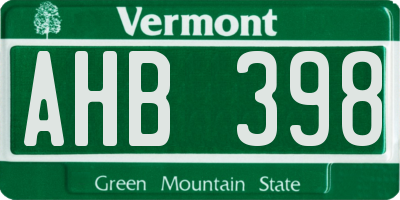 VT license plate AHB398