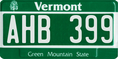 VT license plate AHB399