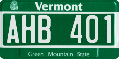 VT license plate AHB401