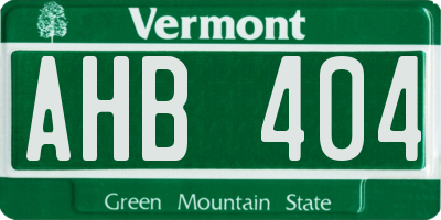VT license plate AHB404