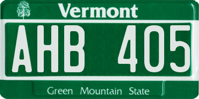 VT license plate AHB405