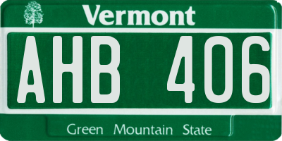 VT license plate AHB406