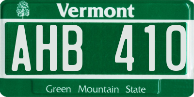 VT license plate AHB410