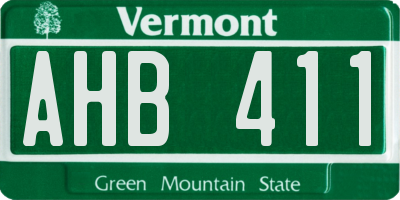 VT license plate AHB411