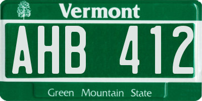 VT license plate AHB412