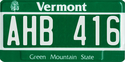 VT license plate AHB416