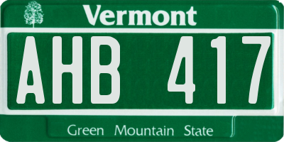 VT license plate AHB417